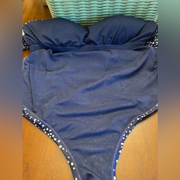 Brand: Kona Sol Women's Polka Dot Ruffle Shoulder One Piece Swimsuit - Picture 9 of 11